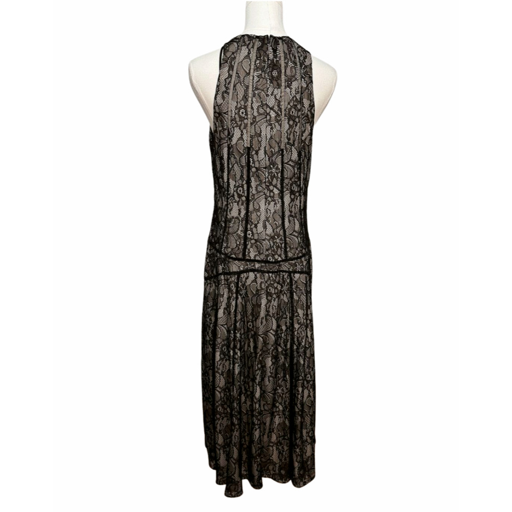 Haute Hippie Black Lace Overlay Sleeveless Drop Waist Midi Dress Medium Boho - Picture 6 of 10